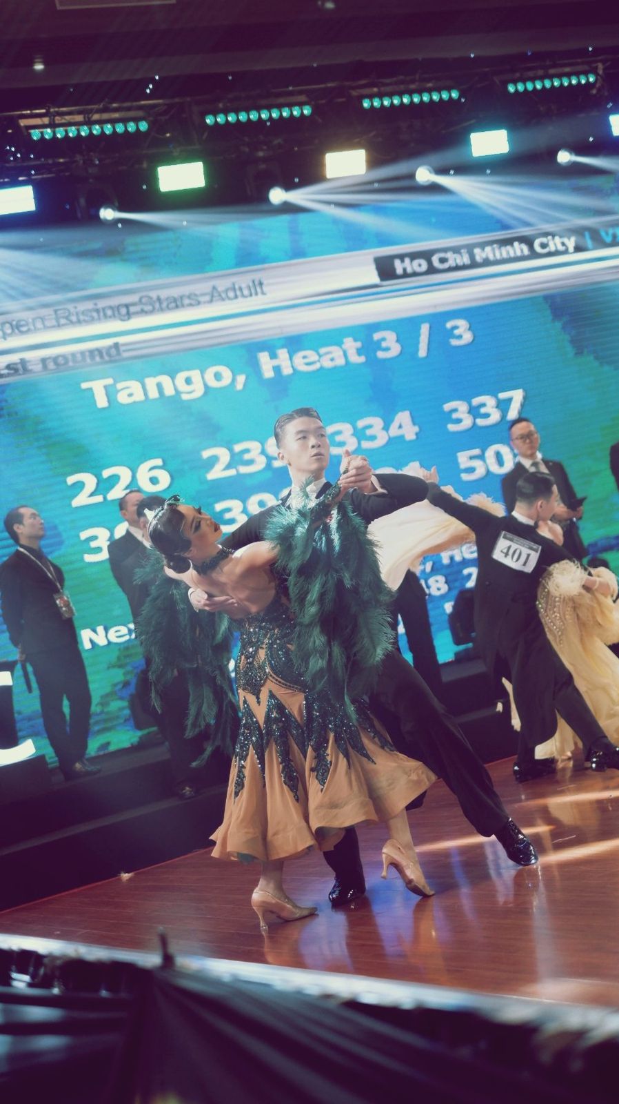 A BDA couple dancing Tango in competition